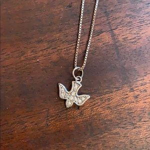 Sterling Silver Crystal Dove Necklace